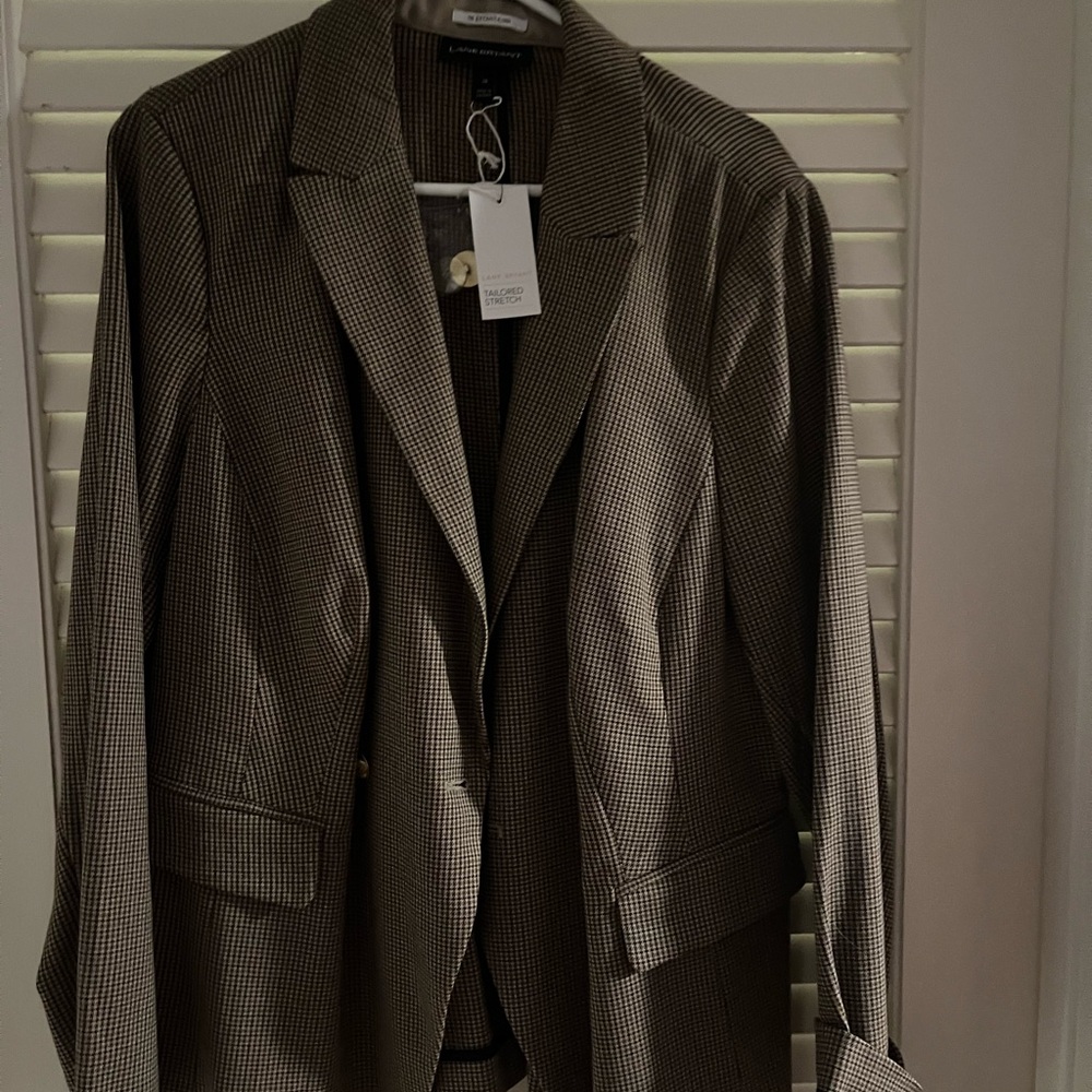 Lane Bryant Checkered Brown Blazer
